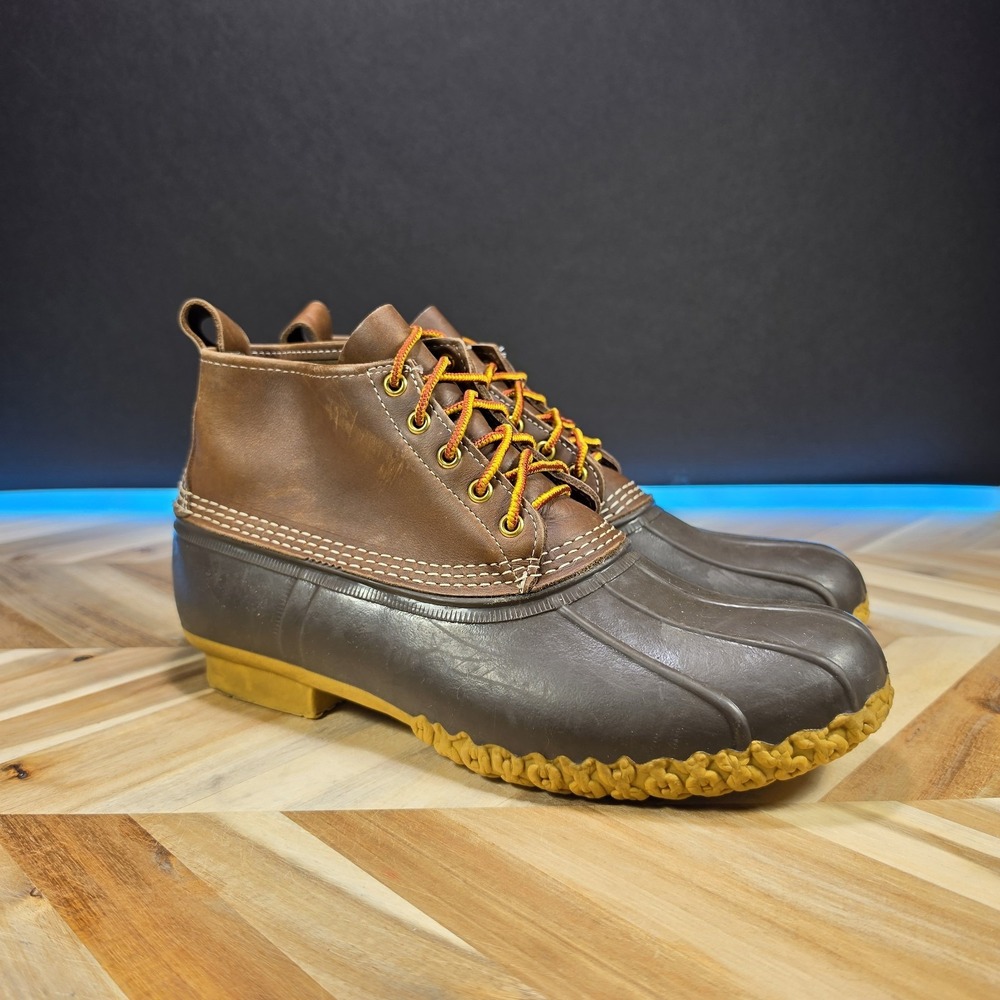 L.L. Bean Men's Gumshoes Brown Leather Low Duck Boots Size US 12 Waterproof Rain